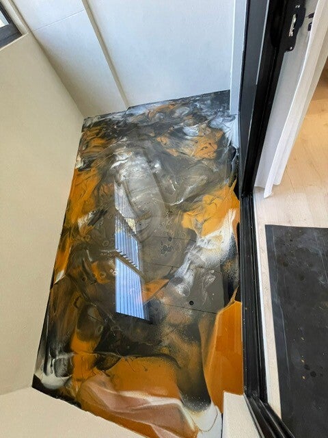 Interior surfaces masked and protected during painting works